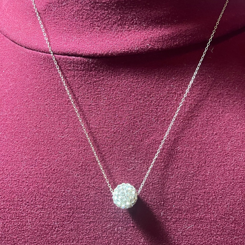 Sterling Crystal Ball Pendant Necklace